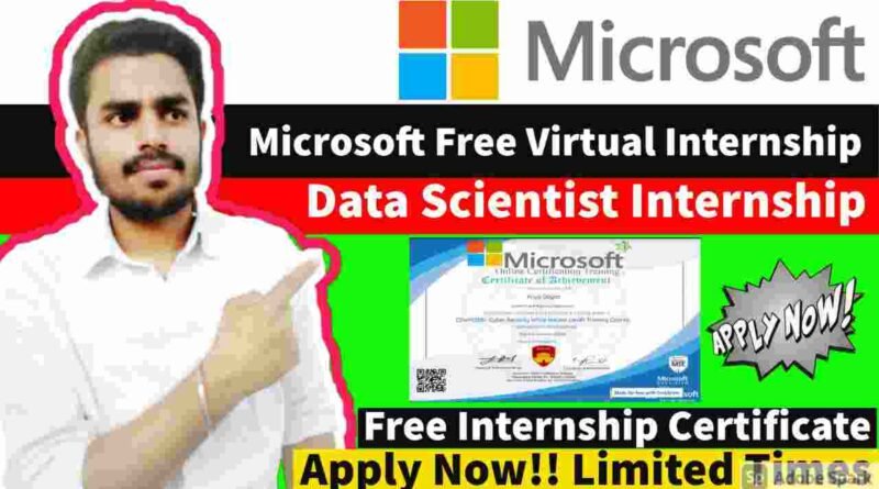 Data Scientist Internship Opportunity | Free Microsoft Internship | Free Internship Certificate 2021